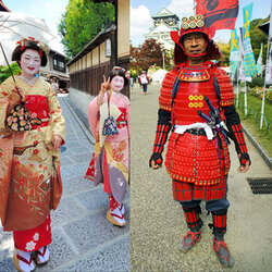 traditional costume, kimono, samurai battle dress, armour, sketching, painting,  drawing, watercolour, 