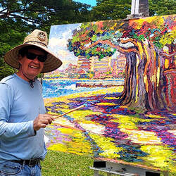 bayside, Honolulu, plein air painting, artist Mark N Brown,