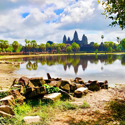 angkor wat temple, pond, cambodia tours, painting holidays, art tours, 