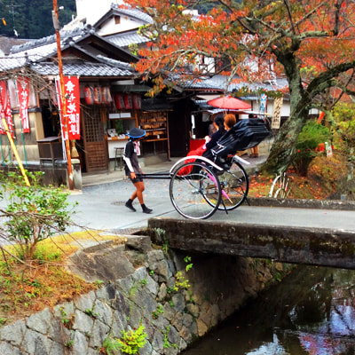 rickshaw rides, arashiyama, autumn leaves, kimono design autumn,